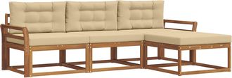 vidaXL Conjunto De Sof&aacute;s De Exterior 4 Uds. Natural Y Beige Vidaxl