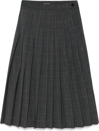 Balenciaga Checked Midi Skirt