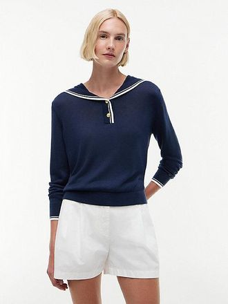 Tommy Hilfiger Jersey amplio de cuello marinero con seda