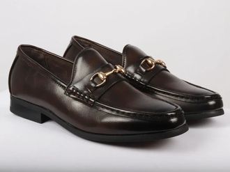 TruClothing Leather Lined Slip On Gold Buckle Loafers