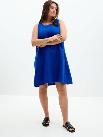 Contemporaine Womens Pure linen trapeze minidress