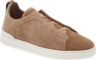 Ermenegildo Zegna Triple Stitch Suede Slip-On Sneaker in Cocco at Nordstrom