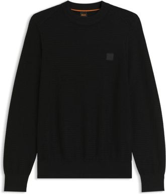 BOSS Cotton-cashmere sweater with logo patch