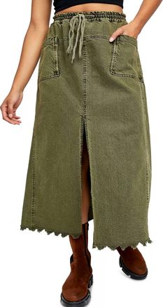 Free People Woke Up Like This Maxi Skirt In Olive Sparrow