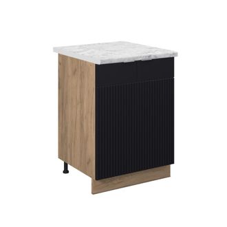 Vicco Mueble Bajo De Cocina Fame-line, Rayas Negras, 60 Cm, Et M&aacute;rmol, Vicco