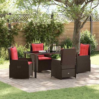 vidaXL Conjunto De Comedor De Jard&iacute;n 5 Pcs Marr&oacute;n Polirat&aacute;n Vidaxl