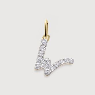 Monica Vinader Gold Diamond Initial W Pendant Lab Grown Diamond