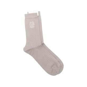 Brunello Cucinelli Logo-detail Ribbed-knit Socks