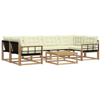 vidaXL Conjunto De Sof&aacute;s De Exterior 7 Pcs Blanco Y Crema Vidaxl