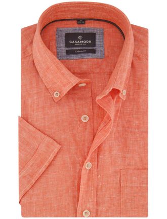Casamoda Overhemd Casa Moda oranje wijde fit borstzak