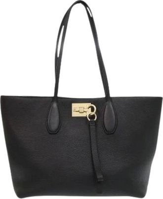 Ferragamo Pre-owned Tote Bags, female, Black, Size: ONE SIZE Pre-owned Gancini Tote