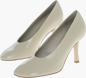 Burberry Brushed Leather Pumps with Covered Heel 9cm Burberry