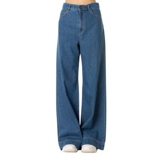 Max Mara Jeans, Dames, Blauw, L, Katoen, Wide Leg Jeans