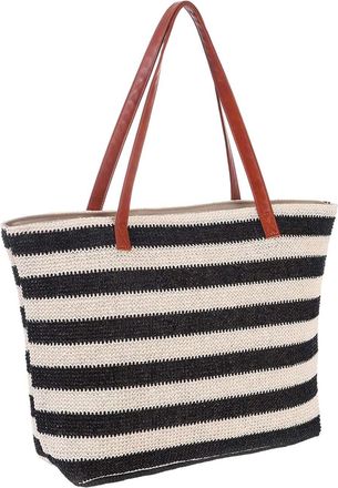 Generic Woman Beach Weaving Shoulder Bag Ladies Trendy Summer Hand Bag Purses for Women Shoulder Bag (Black, One Size)