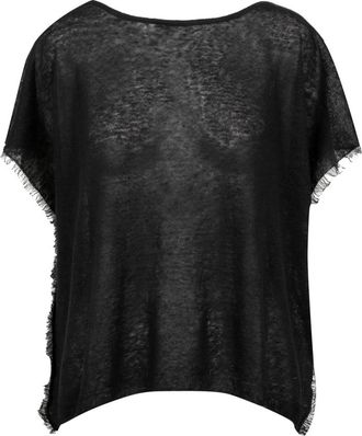 Gran Sasso Zwarte Katoenen Jas met Franjes - Dames - Blouses - Zwart - L - Katoen - Overhemden