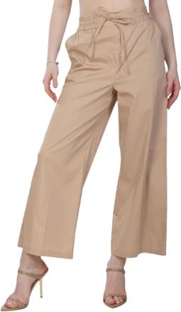 Marella Broeken > Wijde Broeken - Dames - Wijde Broeken - Beige - S - Broeken