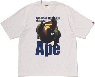 A Bathing Ape Ape Head Photo Print Relaxed Fit T-Shirt Grey 0ZXTEM330101RGYX