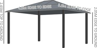 OUTSUNNY 3.6 x 4m Hardtop Gazebo Canopy with Polycarbonate Roof and Aluminium Frame - Garden Pavilion with Mosquito Netting and Curtains | TJ Hughes