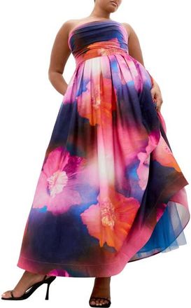 City Chic Rosalee Floral Maxi Dress in Fl Firework at Nordstrom, Size Xxxs