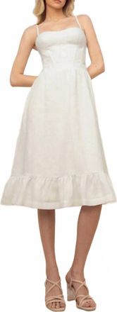 Andres Otalora Inspiras Corseted Linen Midi Dress In Off White
