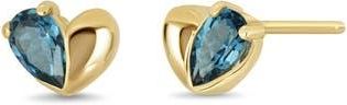 Bony Levy 14K Gold London Blue Topaz Heart Stud Earrings in 14Ky at Nordstrom Rack