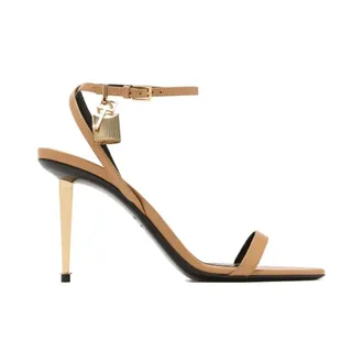 Tom Ford High Heel Sandals, female, Brown, Size: 10 US Padlock 85mm Leather Sandals