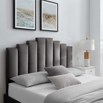 Casa cade Black Plush Double 30 inch Strutted Headboard