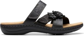 Clarks Womens Laurieann Ayla Flat Sandal, Black Leat, 7.5 Wide