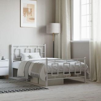 vidaXL Giroletto con Testiera e Pediera Metallo Bianco 100x190 cm - Vidaxl