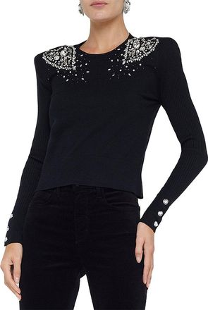 L'agence Lagence Cesca Crystal Heart Crop Sweater