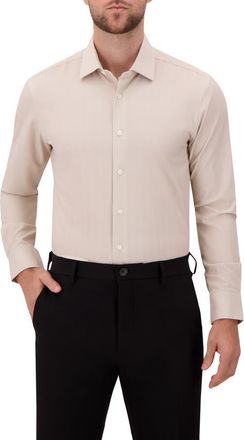 Report Collection Slim Fit Herringbone 4-Way Stretch Button-Up Shirt in Ivory at Nordstrom Rack, Size 15.5