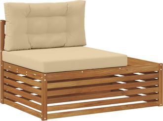 vidaXL Sof&aacute; Modular De Exterior Con Coj&iacute;n 3 Pieza Natural Y Beige Vidaxl
