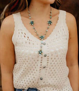 Tasha Polizzi Crochet Tank Top In Cream