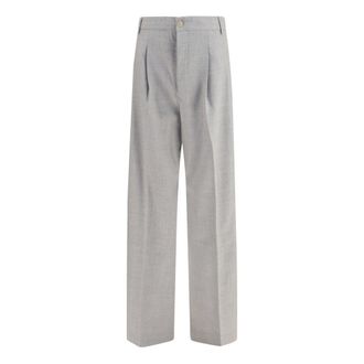 Laneus Wollen broek met wijde pijpen - Heren - Broeken - Grijs - Maat: L Wol