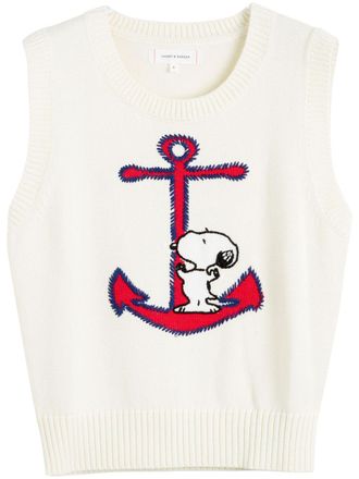 Chinti and Parker Snoopy-intarsia top - women - Cotton - S - White