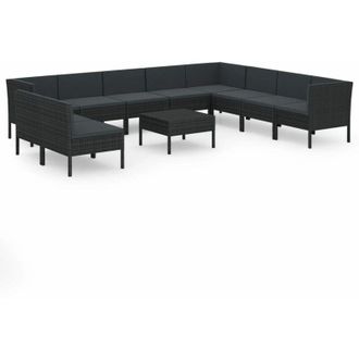 vidaXL 11 Pcs Garden Lounge Set Con Coj&iacute;n De Pozo De Terciopelo