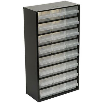 Loops 305 x 155 x 555mm 24 Drawer Parts Cabinet - BLACK - Wall Mounted / Standing Box