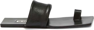 Jil Sander square open-toe leather sandals - women - Lambskin/Lamb Skin/Lamb Skin - 35.5 - Black