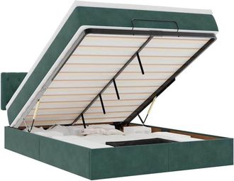 vidaXL Estructura Cama Otomana Colch&oacute;n Terciopelo Verde Oscuro Vidaxl