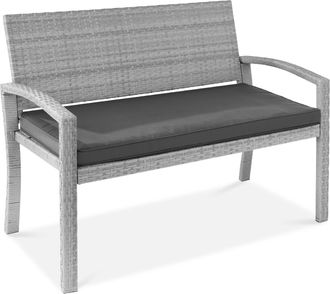 Best Choice Products 2-Person Outdoor Wicker Bench Garden Patio Porch Furniture w/ 700lb Capacity, Cushion