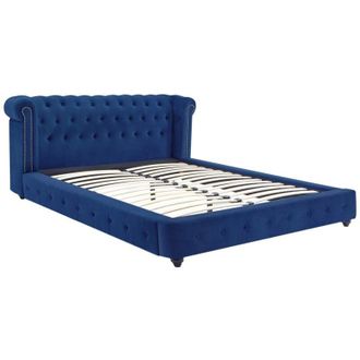 Vente-Unique Vente-unique - Letto Chesterfield 180 x 200 cm Velluto Blu reale - tongerla
