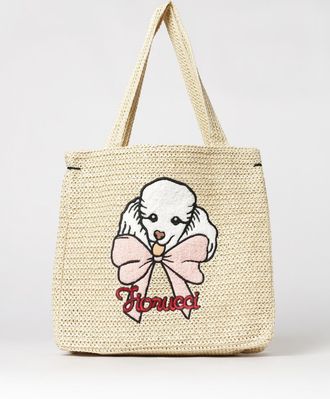 Fiorucci Borsa Poodle Fiorucci in rafia con ricamo Barboncino
