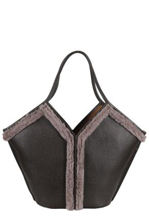 Hereu Calella Shearling Trimmed Leather Shoulder Bag