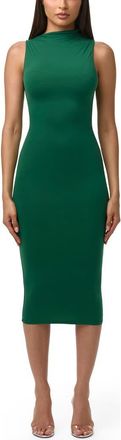 Naked Wardrobe Sleeveless Midi Dress in Jungle Green at Nordstrom, Size X-Small