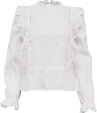 Maje Laviane Victorian Lace Top in White Cotton