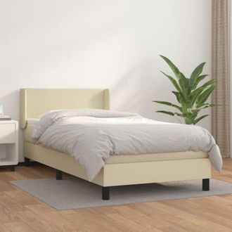vidaXL Vidaxl - Cama Box Spring Con Colch&oacute;n Cuero Sint&eacute;tico Crema 100x200 Cm