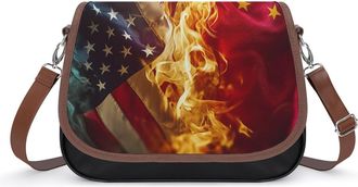 Generic U.S. Vs Chinese Flag Tariff War Small Womens Crossbody Bags Shoulder Handbag with Adjustable Strap for Travel