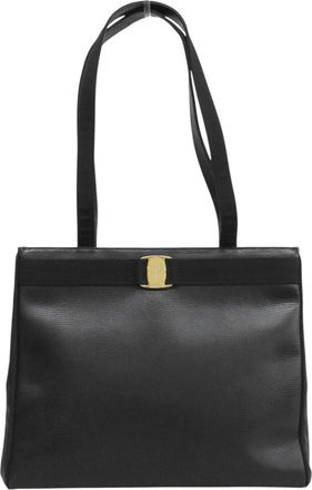 Ferragamo Black Leather Tote Bag (Pre-Owned)