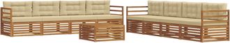 vidaXL Conjunto De Sof&aacute;s De Exterior 9 Uds. Natural Y Beige Vidaxl