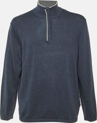 HUGO BOSS Boss By Hugo Boss Blue Cotton & Cashmere Knit Pewis Jumper
